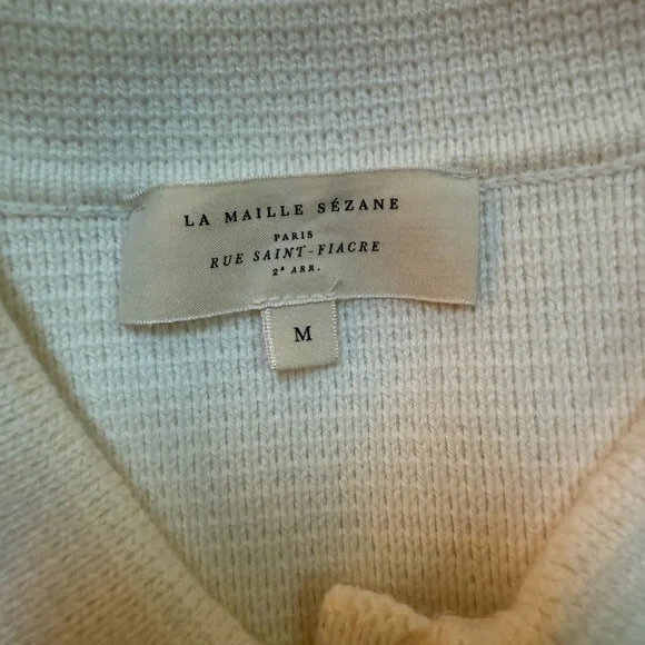 Sezane Will Knit Sweater Cardigan Size M Medium Cotton Wool Cream - Picture 3 of 8